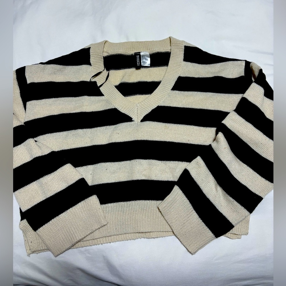 H & M Divided crop stripped sweater